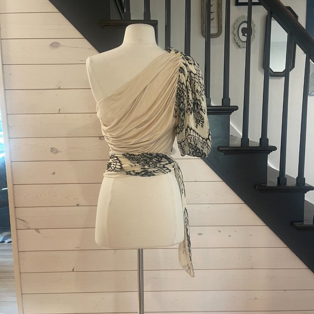 023 Anthropologie Dolan Ruched One-Shoulder Top Size Small - Picture 6 of 9